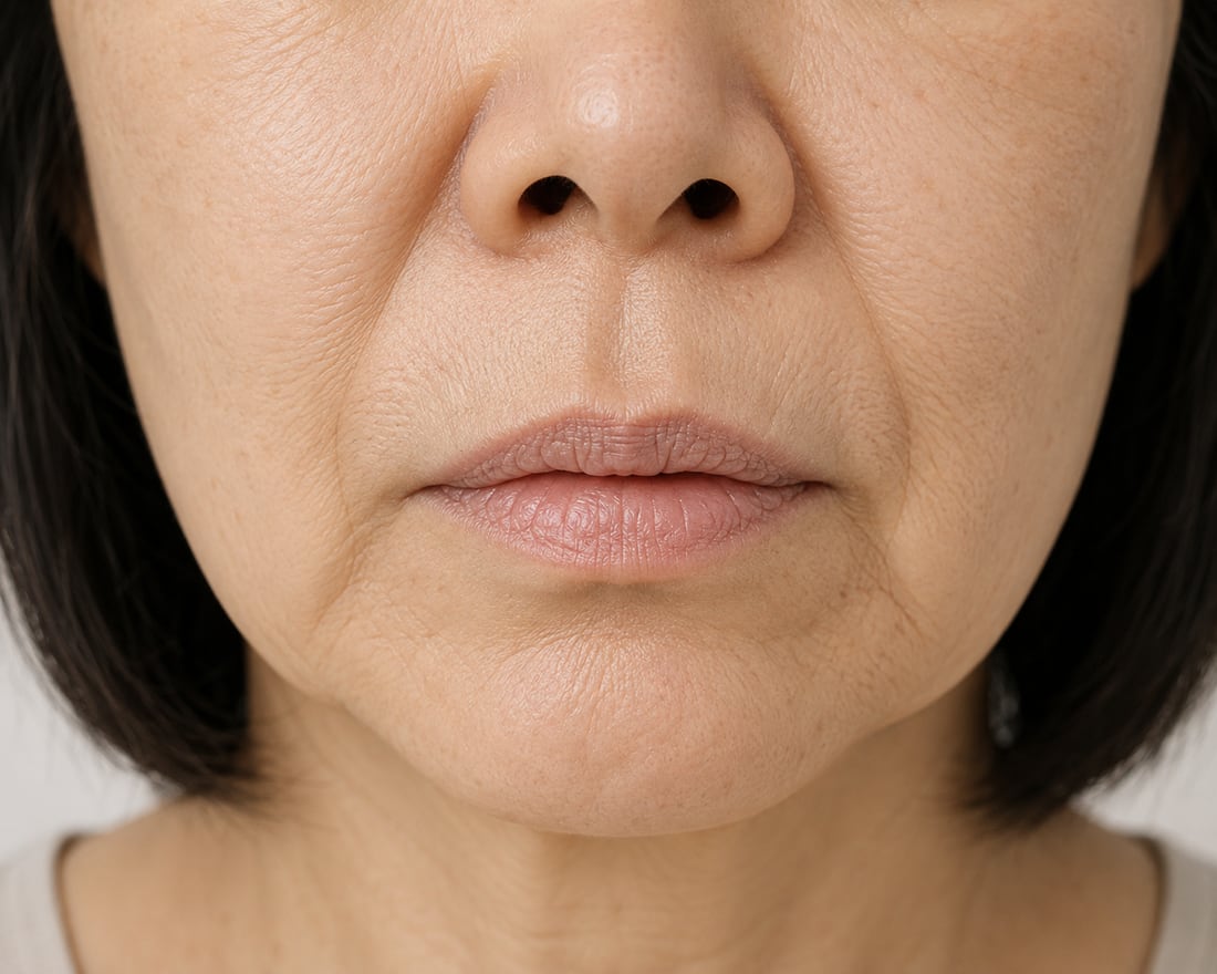 Loss of lip volume with age